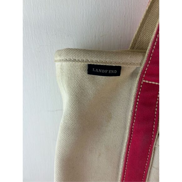 Lands End Boat tote flowers Pink Cream 15x16" (discoloration) - Picture 4 of 15